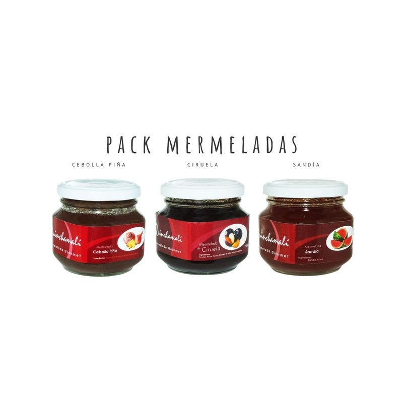 QUINCHAMALI MERMELADA GOURMET - Pack Cebolla piña Ciruela Sandía