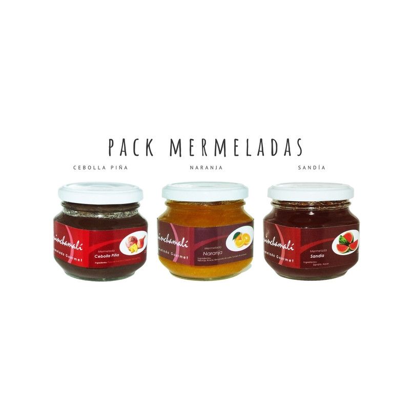 QUINCHAMALI MERMELADA GOURMET - Pack Cebolla piña Naranja Sandía
