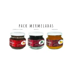 QUINCHAMALI MERMELADA GOURMET - Pack Cebolla piña Menta Naranja