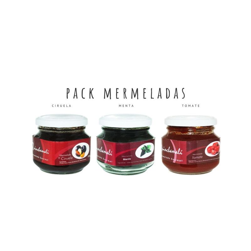 QUINCHAMALI MERMELADA GOURMET - Pack Ciruela Menta Tomate