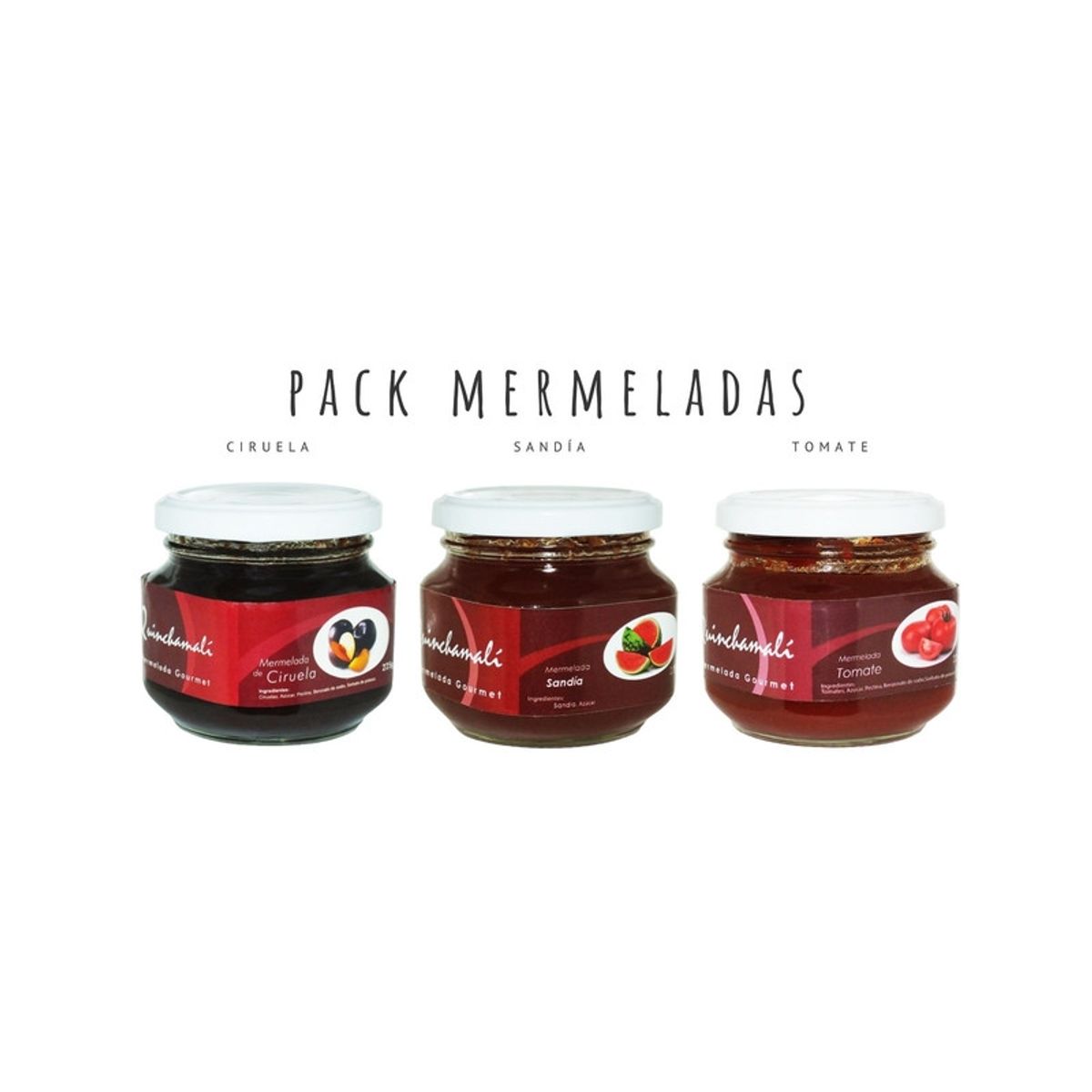 QUINCHAMALI MERMELADA GOURMET - Pack Ciruela Sandía Tomate