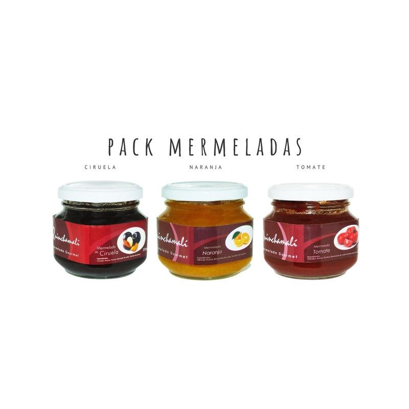 QUINCHAMALI MERMELADA GOURMET - Pack Ciruela Naranja Tomate