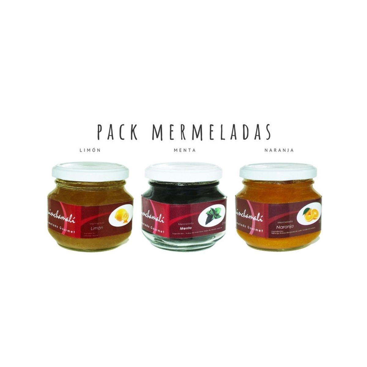 QUINCHAMALI MERMELADA GOURMET - Pack Limón Menta Naranja