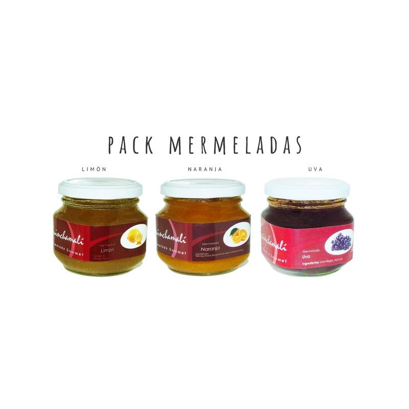 QUINCHAMALI MERMELADA GOURMET - Pack Limón Naranja Uva