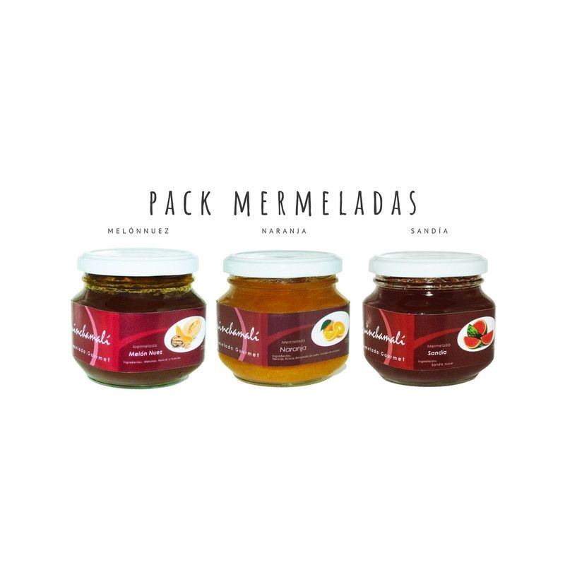 QUINCHAMALI MERMELADA GOURMET - Pack Melón nuez Naranja Sandía