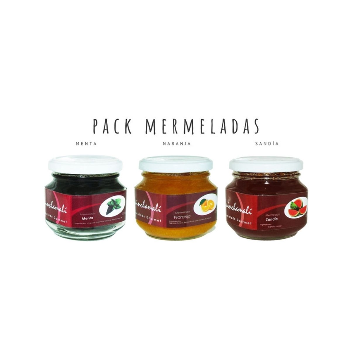 QUINCHAMALI MERMELADA GOURMET - Pack Menta Naranja Sandía