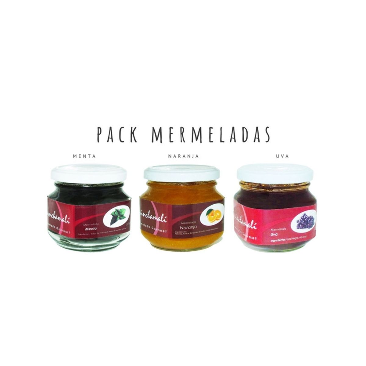 QUINCHAMALI MERMELADA GOURMET - Pack Menta Naranja Uva