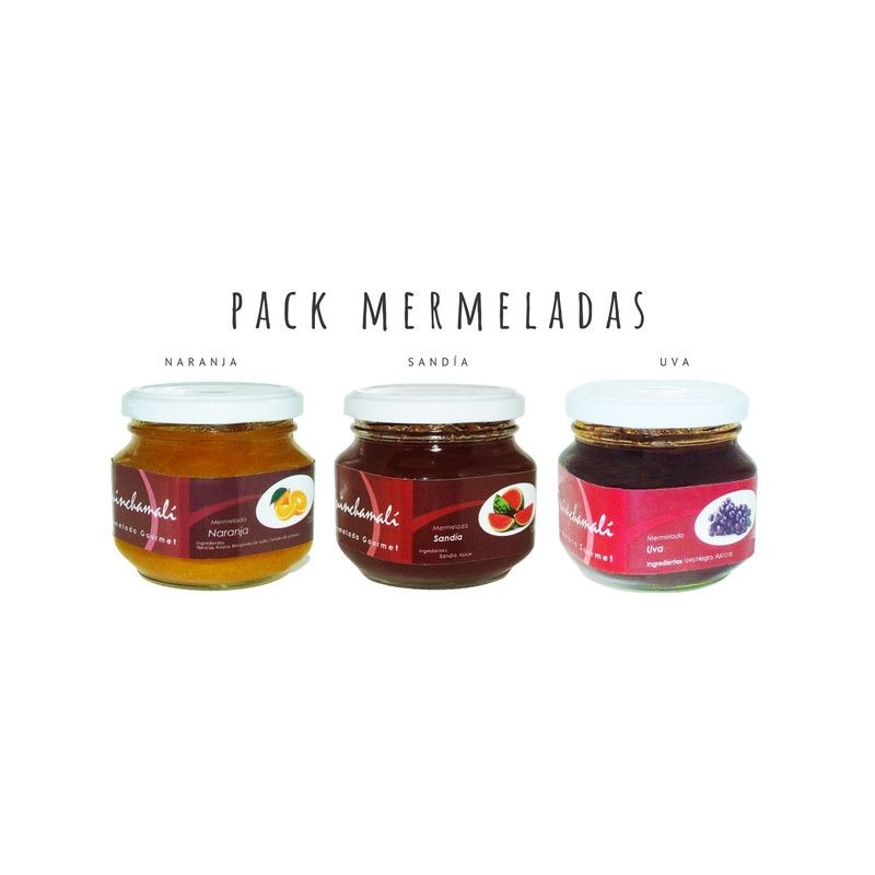 QUINCHAMALI MERMELADA GOURMET - Pack Naranja Sandía Uva