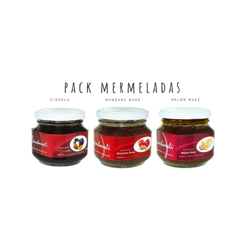 QUINCHAMALI MERMELADA GOURMET - Pack Ciruela Manzana nuez Melón nuez