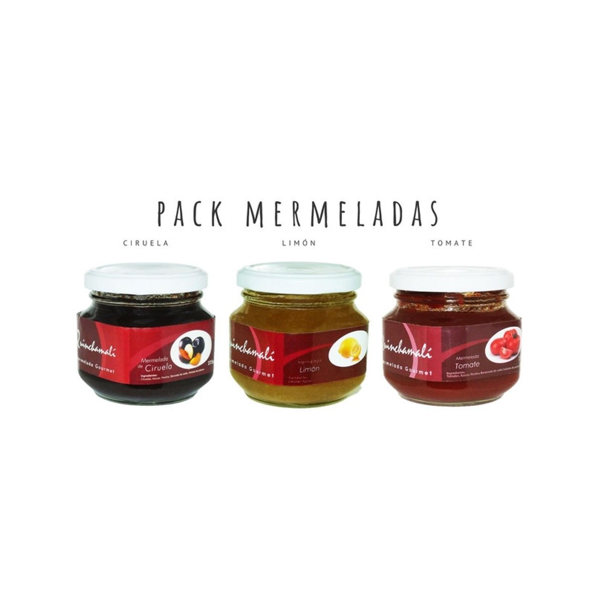 QUINCHAMALI MERMELADA GOURMET - Pack Ciruela Limón Tomate