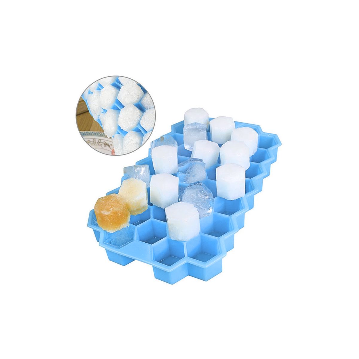 GENERICO - Bandeja Silicona Hexagonos De Hielo Molde Hielera Celeste