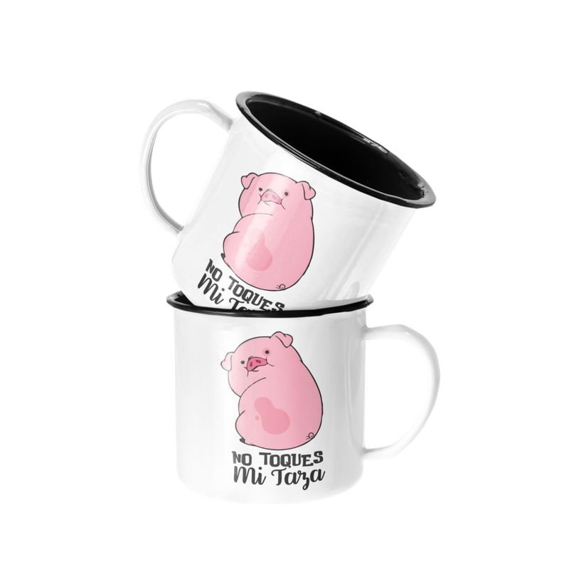 SM - Taza Enlozada Lechera Chanchito No Toques Mi Taza SM