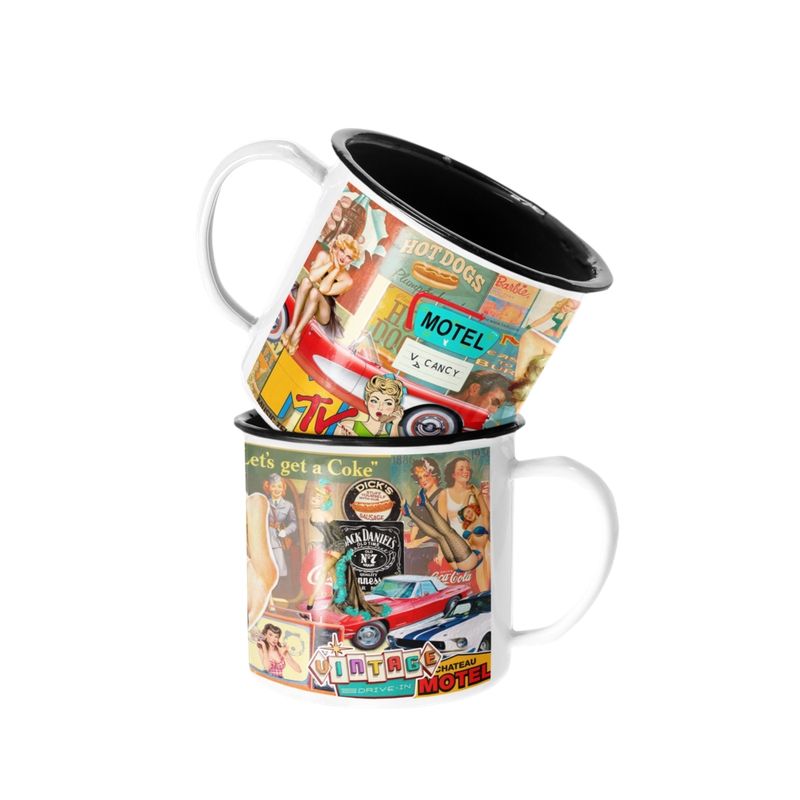 SM - Taza Enlozada Lechera Estilo Vintage años 50 SM