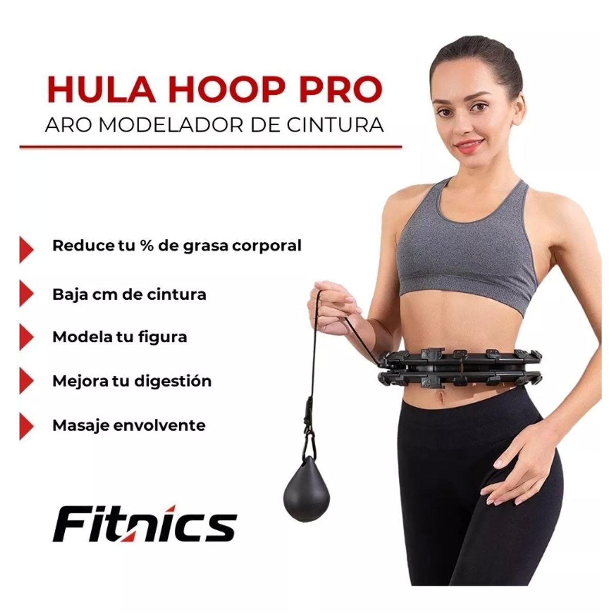 GENERICO - Aro Hula Hoop Ajustable Premium Fitnics Perdida Peso Cintura