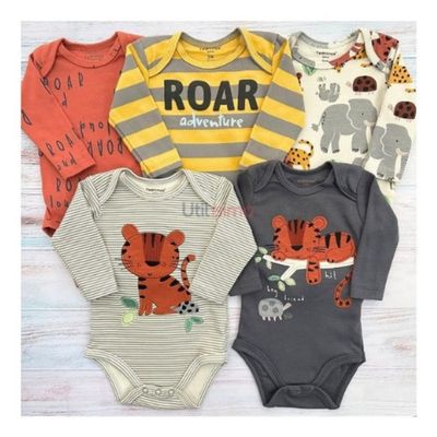 Imagen 2 del producto Pack 5 Bodys Niño Manga Larga Roar Azul Oscuro 100% Algodón