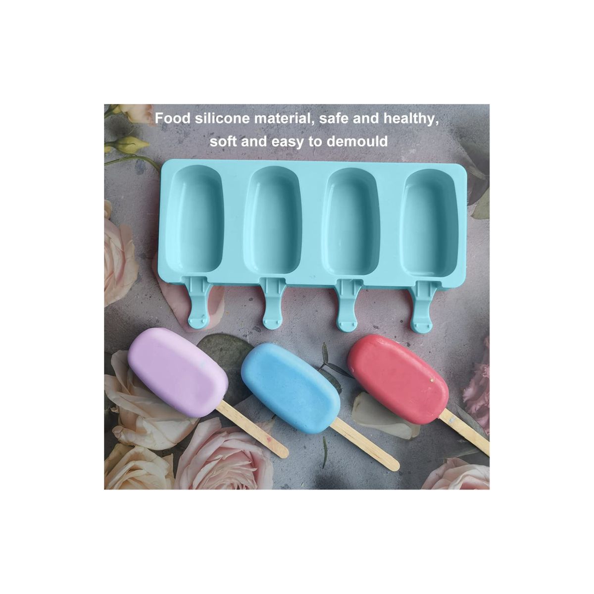 GENERICO - Moldes De Silicona Para Helados Molde Paletas Helado 4 Celeste