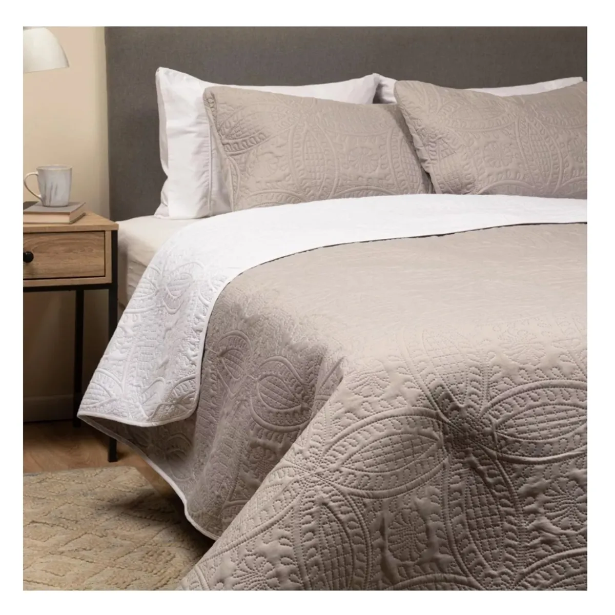 GENERICO - Cubrecama Quilt Reversible +funda Almohada 2 Plazas 240x260