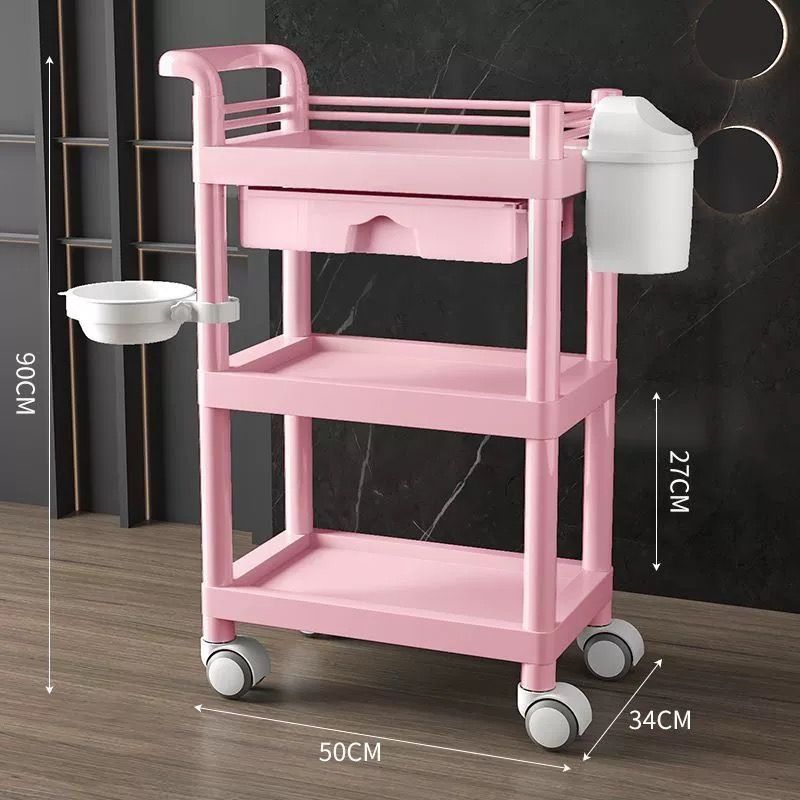 GENERICO - Carro Ayudante Plástico Para Peluquería  Barbería Rosa