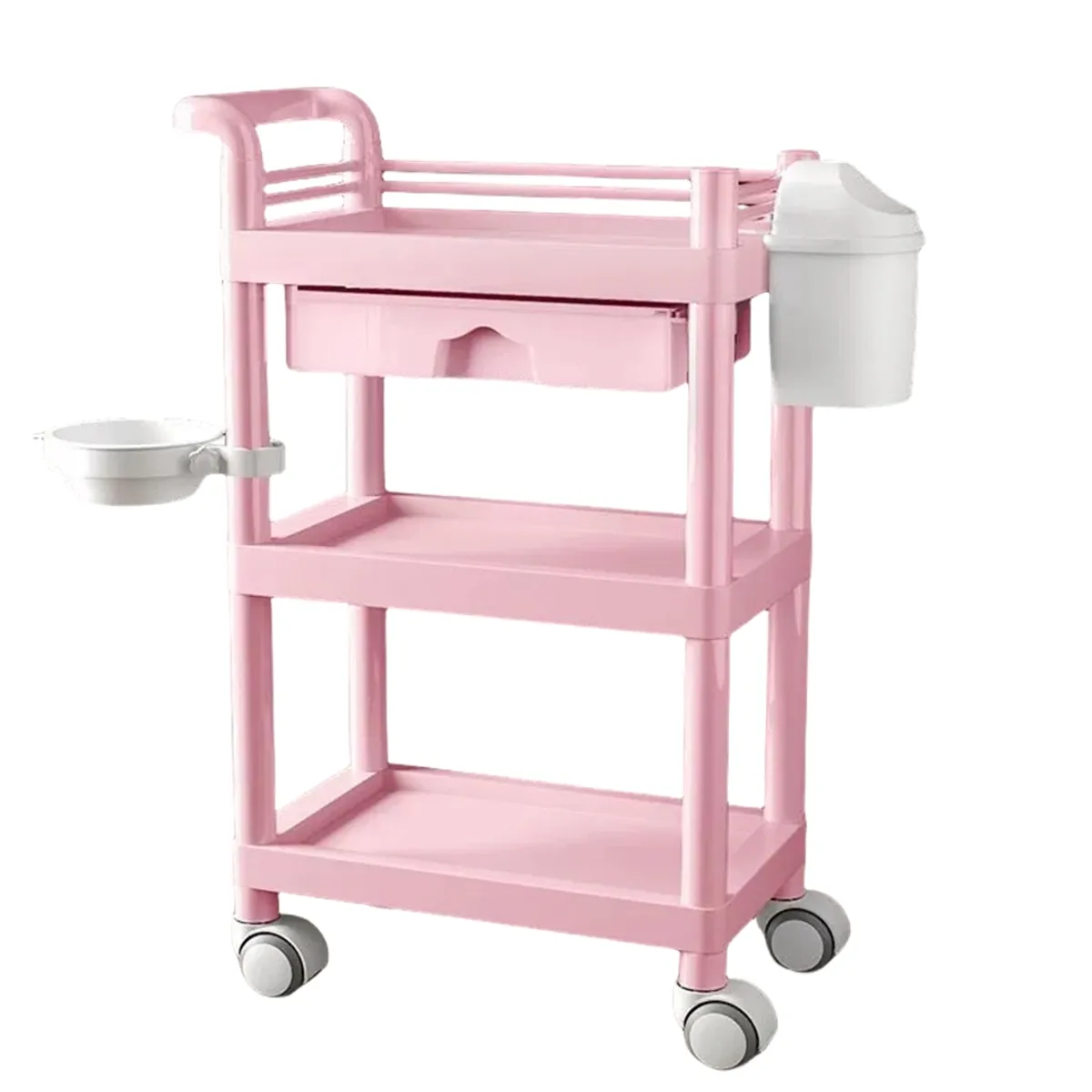 GENERICO - Carro Ayudante Plástico Para Peluquería  Barbería Rosa