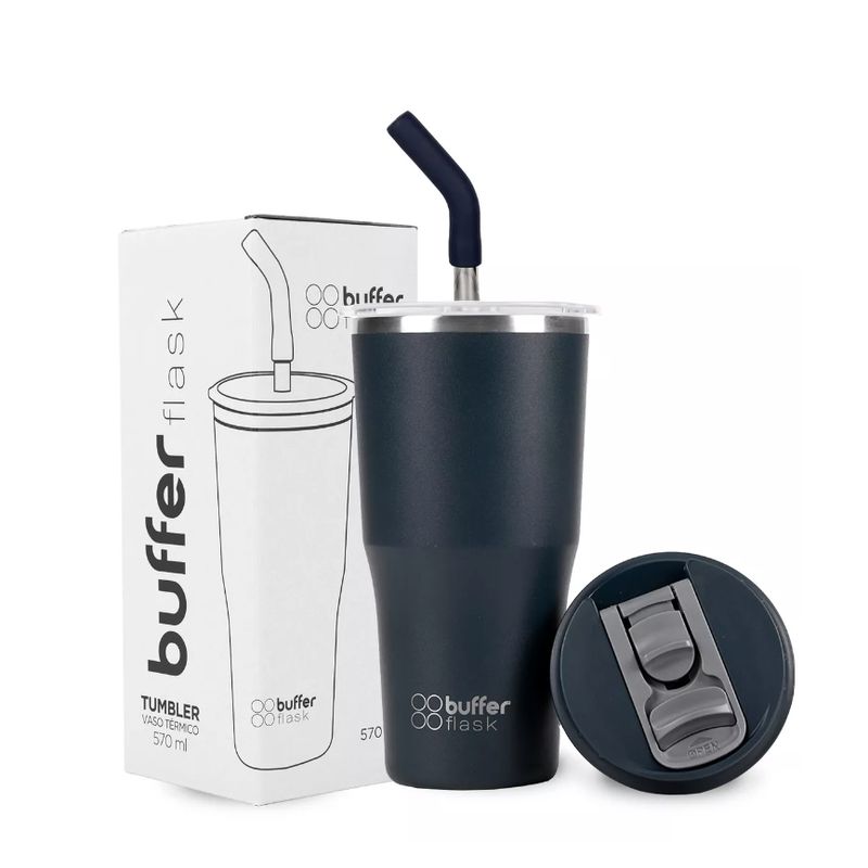 GENERICO - Mug Vaso Termo Para Agua Cafe 570ml Buffer Acero Inox +tapas