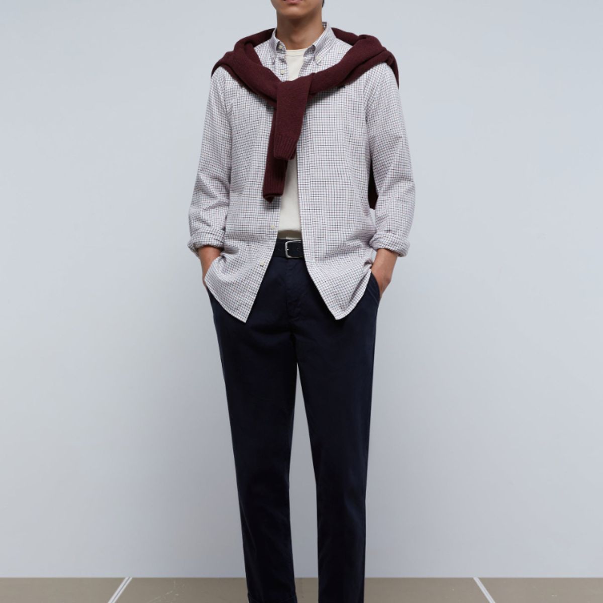 SCALPERS - Camisa Cuadros Calavera Contraste Burgundy Check