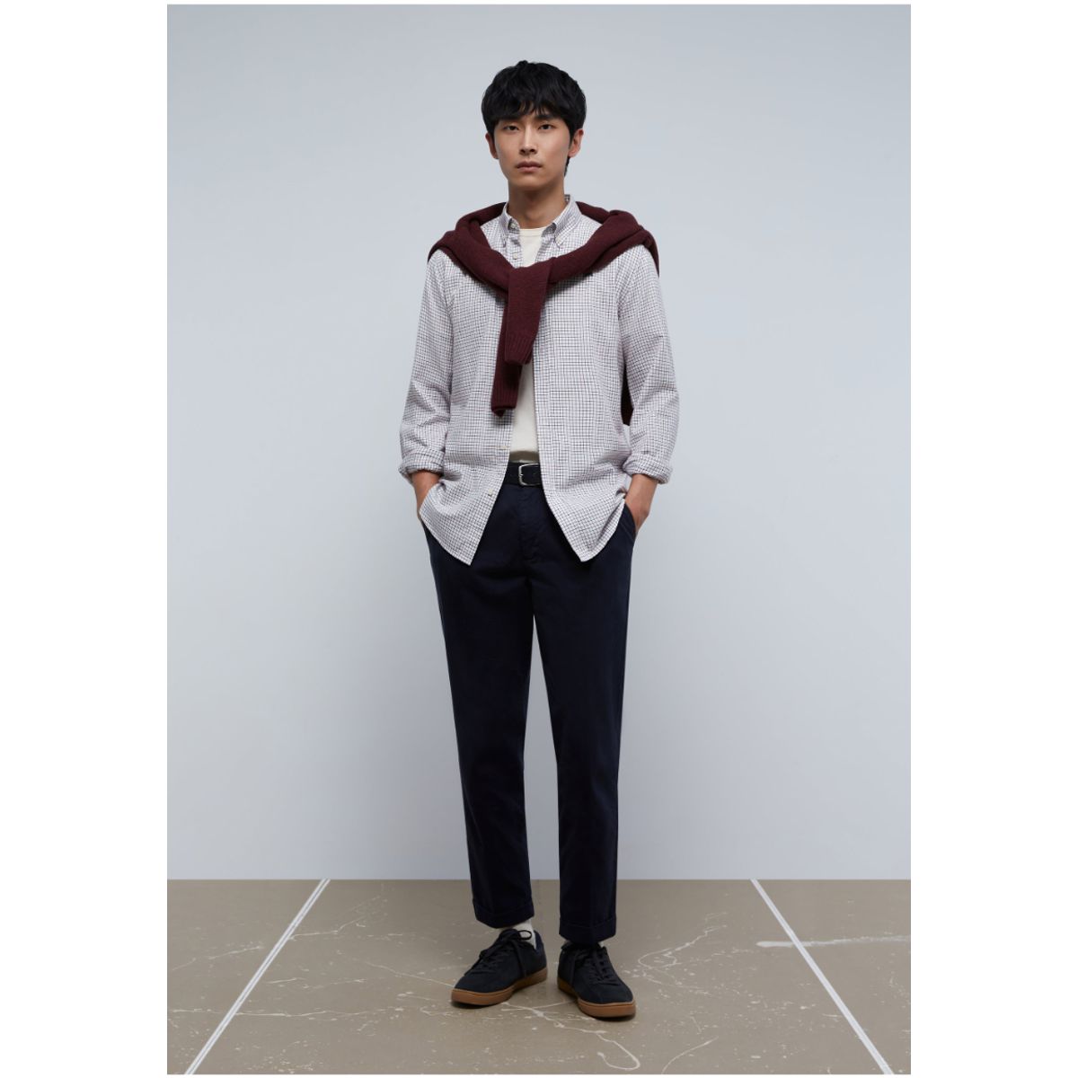 SCALPERS - Camisa Cuadros Calavera Contraste Burgundy Check