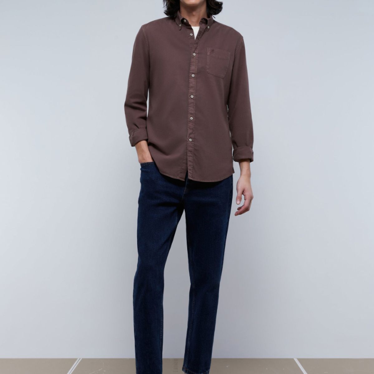 SCALPERS - Camisa Bolsillo Cuello Botones Burgundy