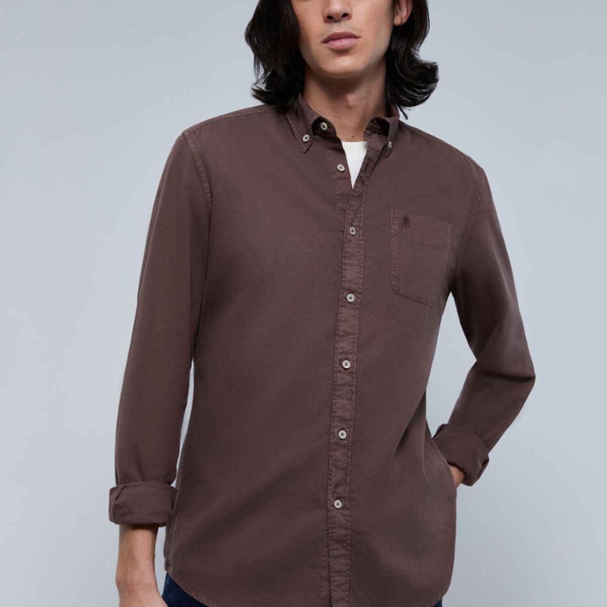 SCALPERS - Camisa Bolsillo Cuello Botones Burgundy