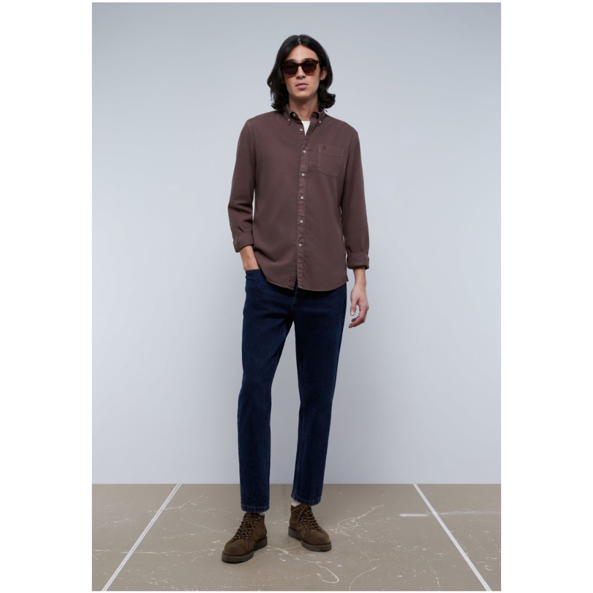 SCALPERS - Camisa Bolsillo Cuello Botones Burgundy