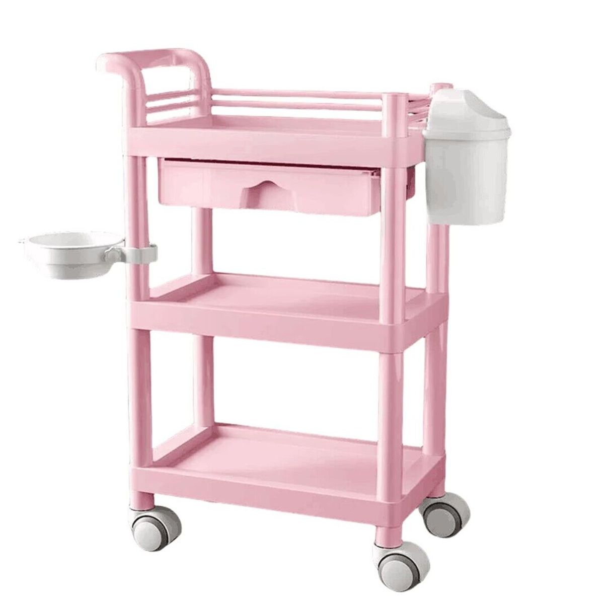 GENERICO - Carro Ayudante Plástico Para Peluquería Barbería Rosa