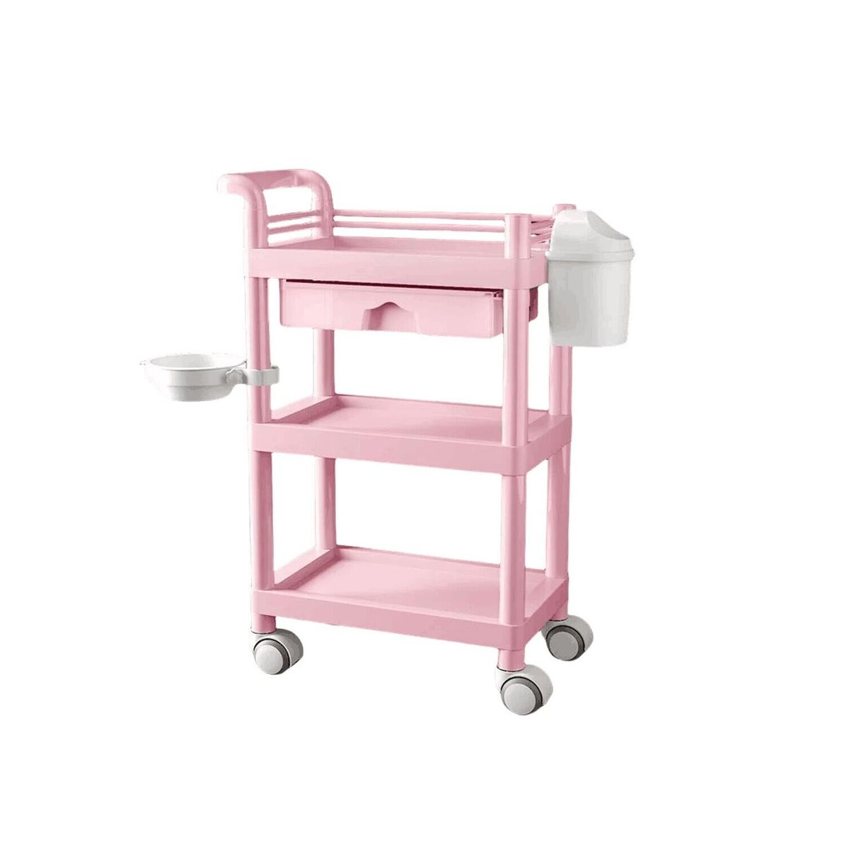 GENERICO - Carro Ayudante Plástico Para Peluquería Barbería Rosa