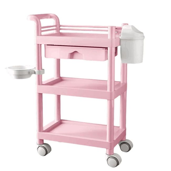 GENERICO - Carro Ayudante Plástico Para Peluquería Barbería Rosa