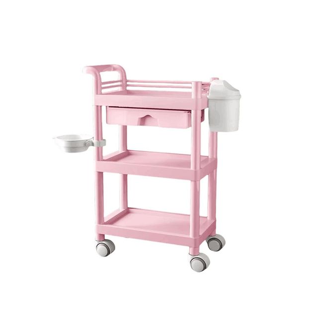 GENERICO - Carro Ayudante Plástico Para Peluquería Barbería Rosa