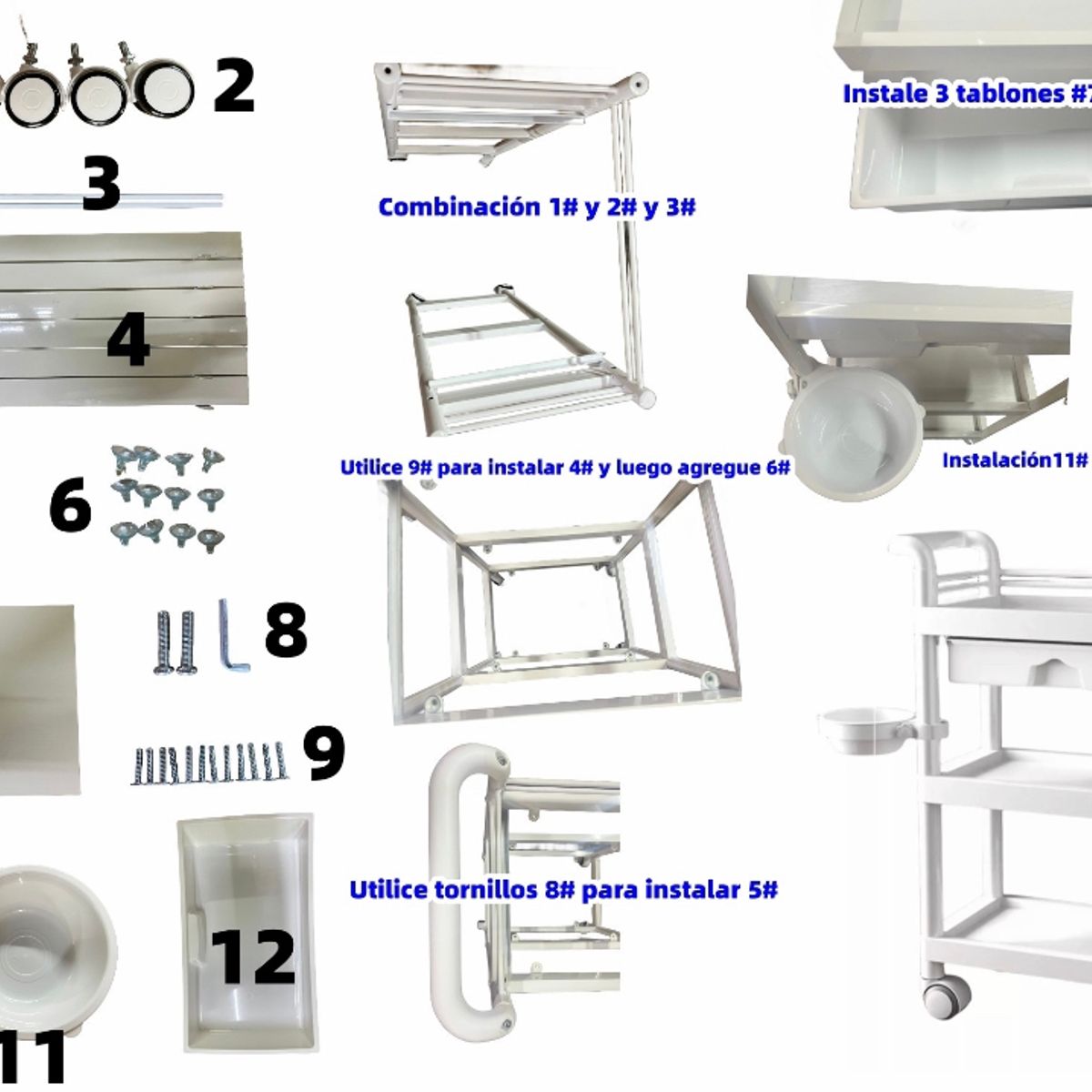GENERICO - Carro Ayudante Plástico Para Peluquería Barbería Rosa