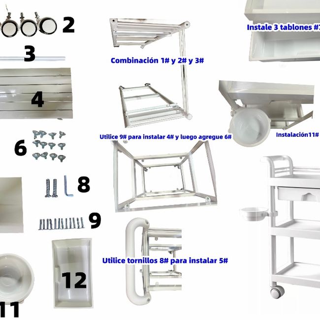 GENERICO - Carro Ayudante Plástico Para Peluquería Barbería Rosa