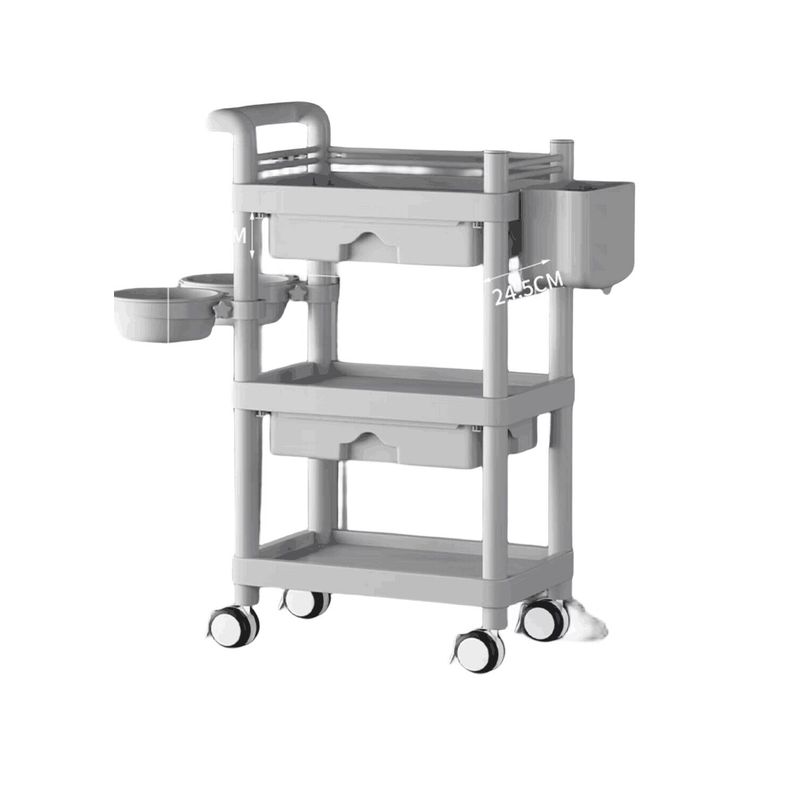 GENERICO - Carro Ayudante Plástico Para Peluquería Barbería Gris
