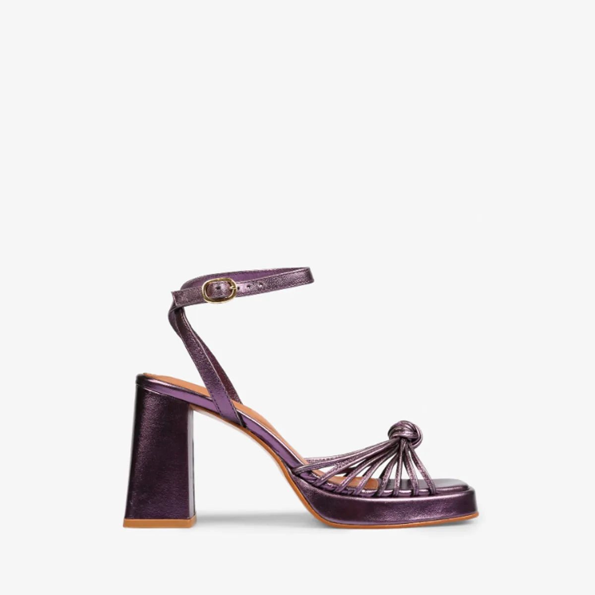 SCALPERS - Sanlias Tacón Metalizadas Nudo Metallic Burgundy