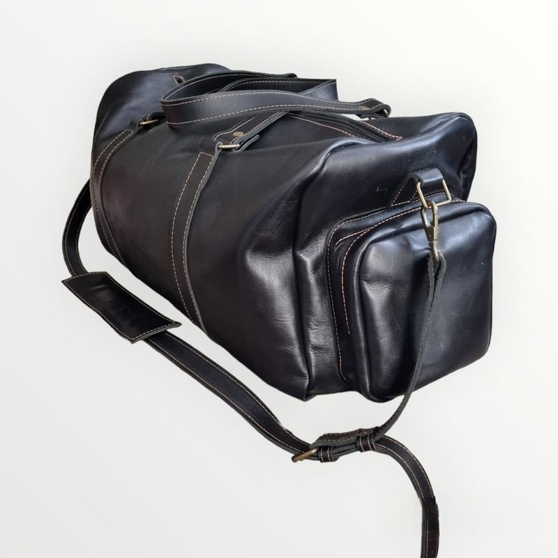 GENERICO - Bolso viaje cuero Negro