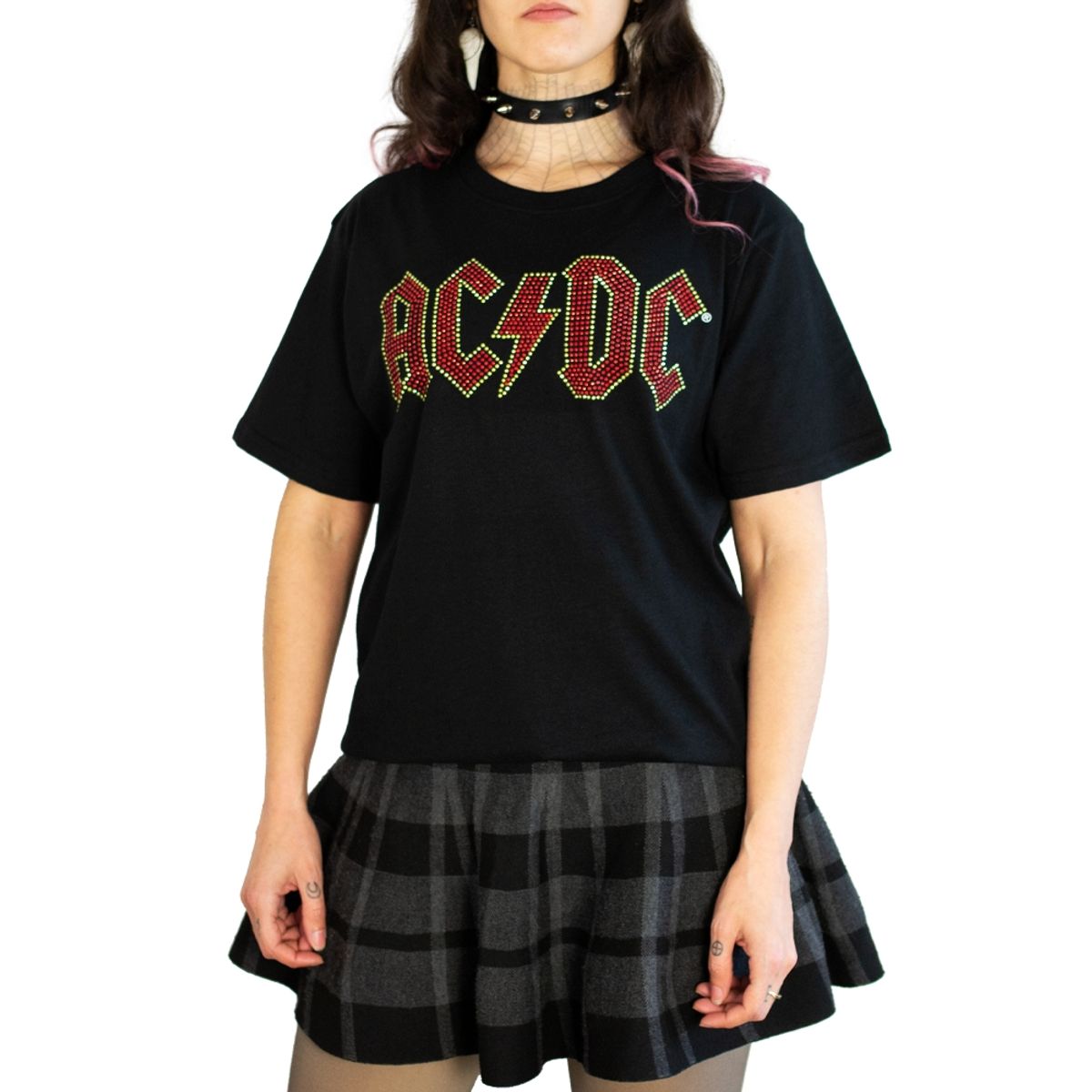ROCK OFF OFFICIALLY LICENSED PRODUCTS - Polera original de ACDC con decoraciones de diamantes brillantes