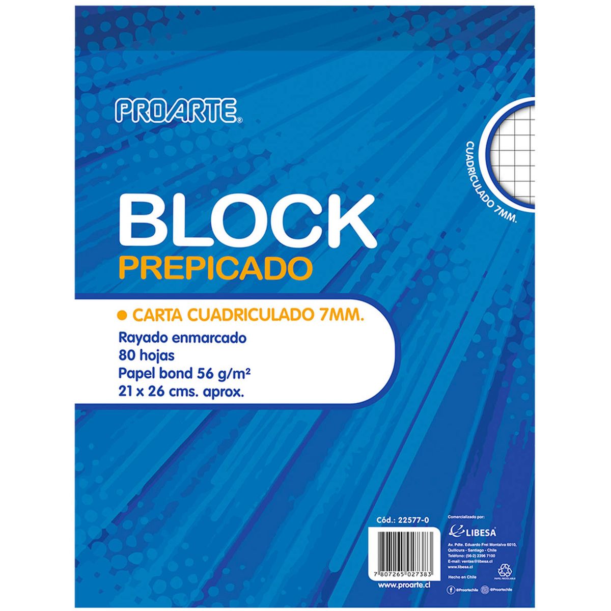PROARTE - Block Prepicado Proarte Carta 80hjs 7mm