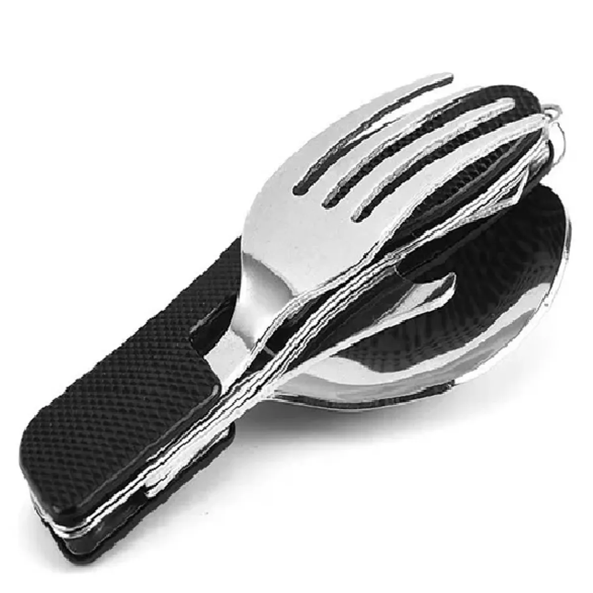 GENERICO - Set Cubiertos Plegables Multifuncional 4en1 Camping