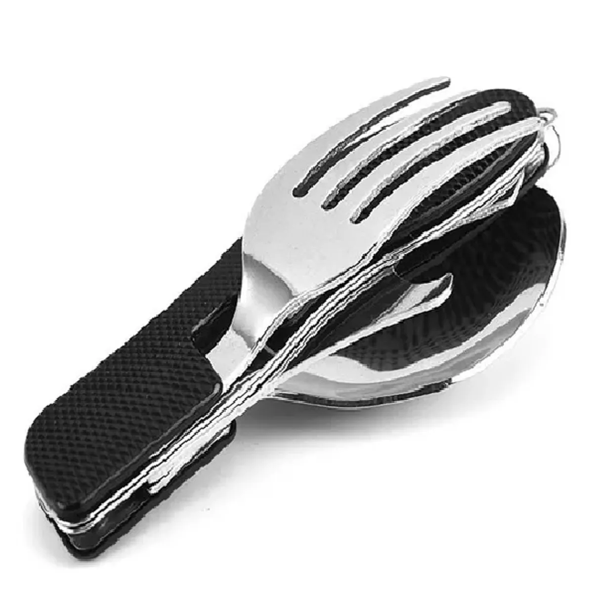 GENERICO - Set Cubiertos Plegables Multifuncional 4en1 Camping