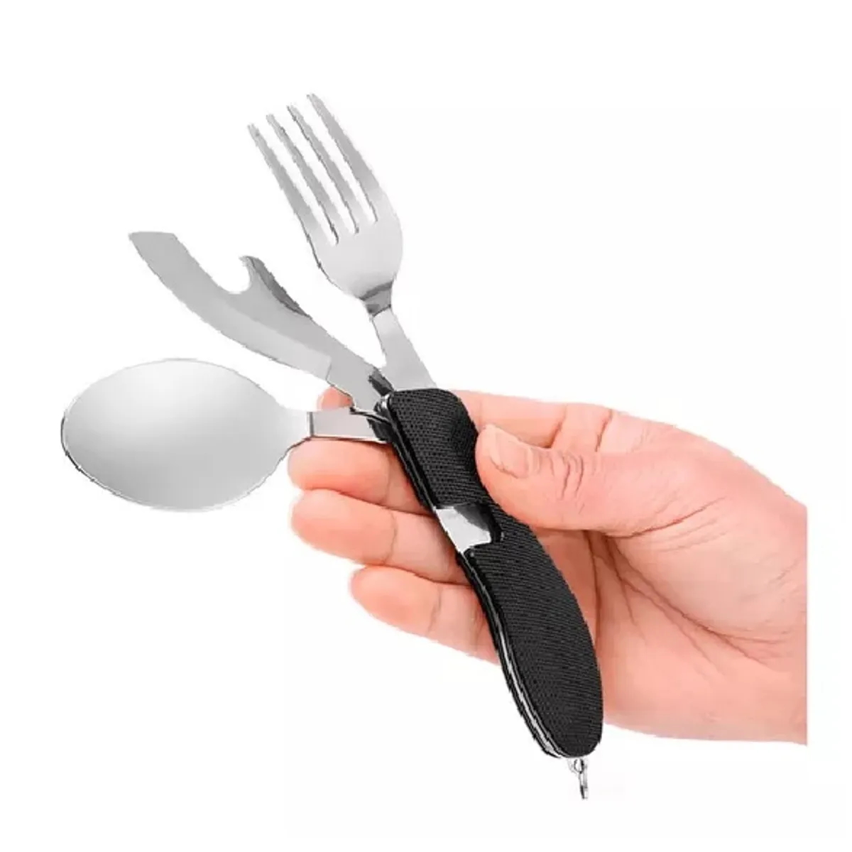 GENERICO - Set Cubiertos Plegables Multifuncional 4en1 Camping