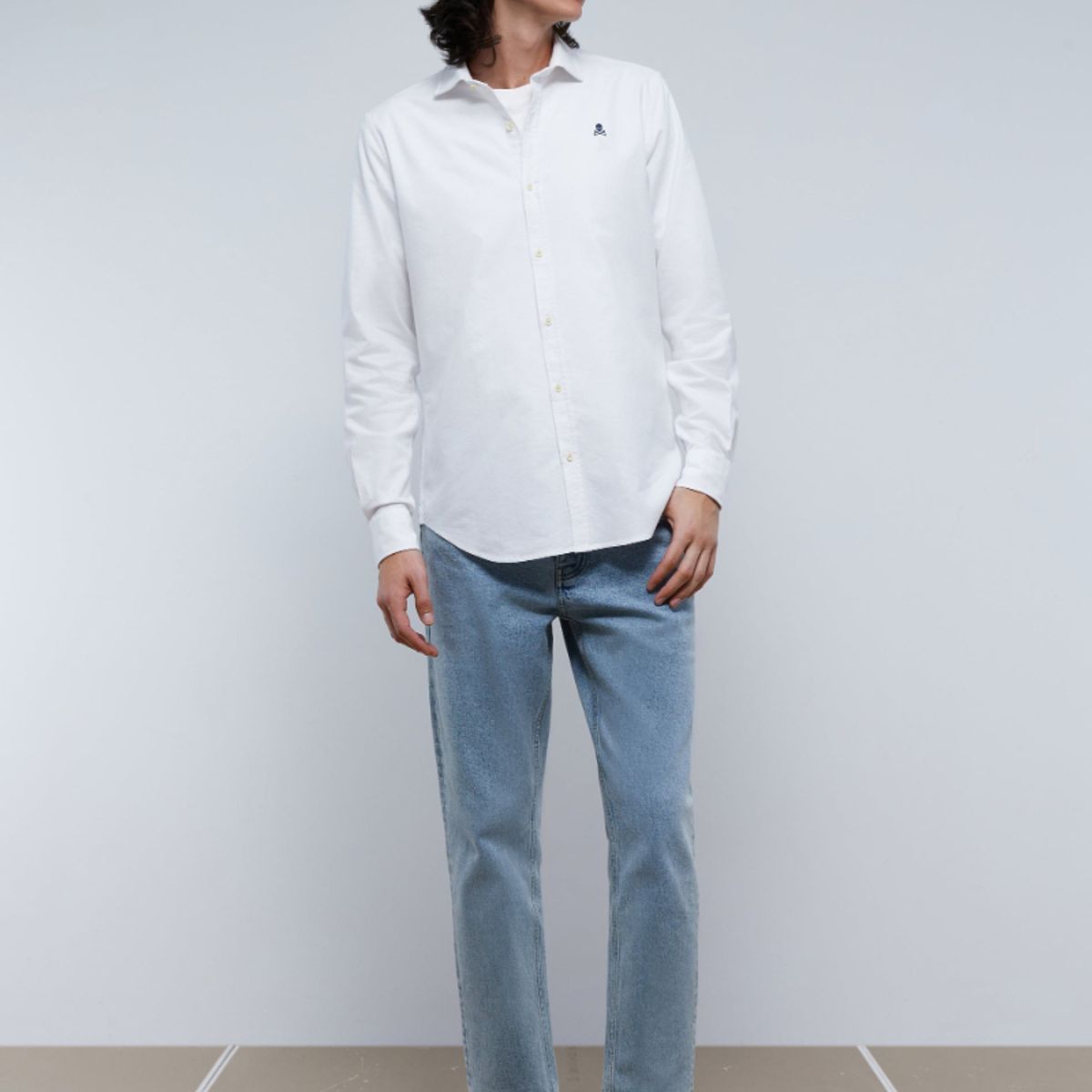 SCALPERS - Camisa Oxford Calavera Contraste White