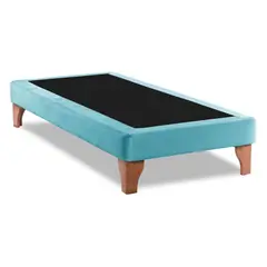 DULCES SUEÑOS - Base De Cama Europea 1 Plaza 90X190 Turquesa en felpa