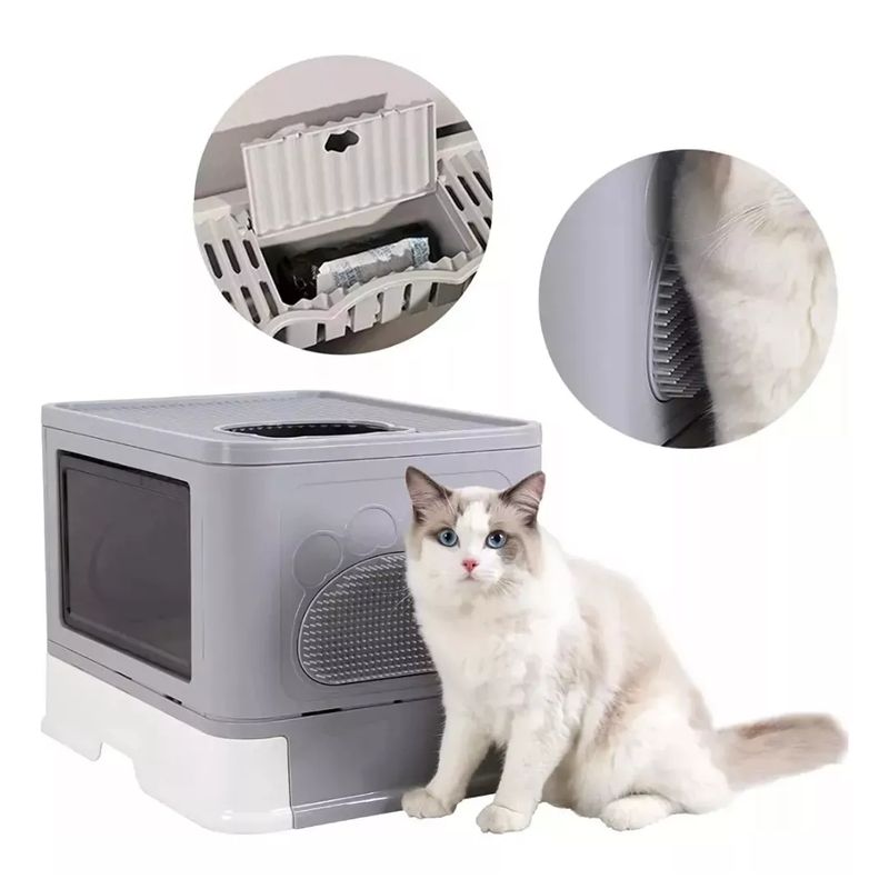 GENERICO - Arenero Para Gatos Baño Cerrado Xl Base Movil.