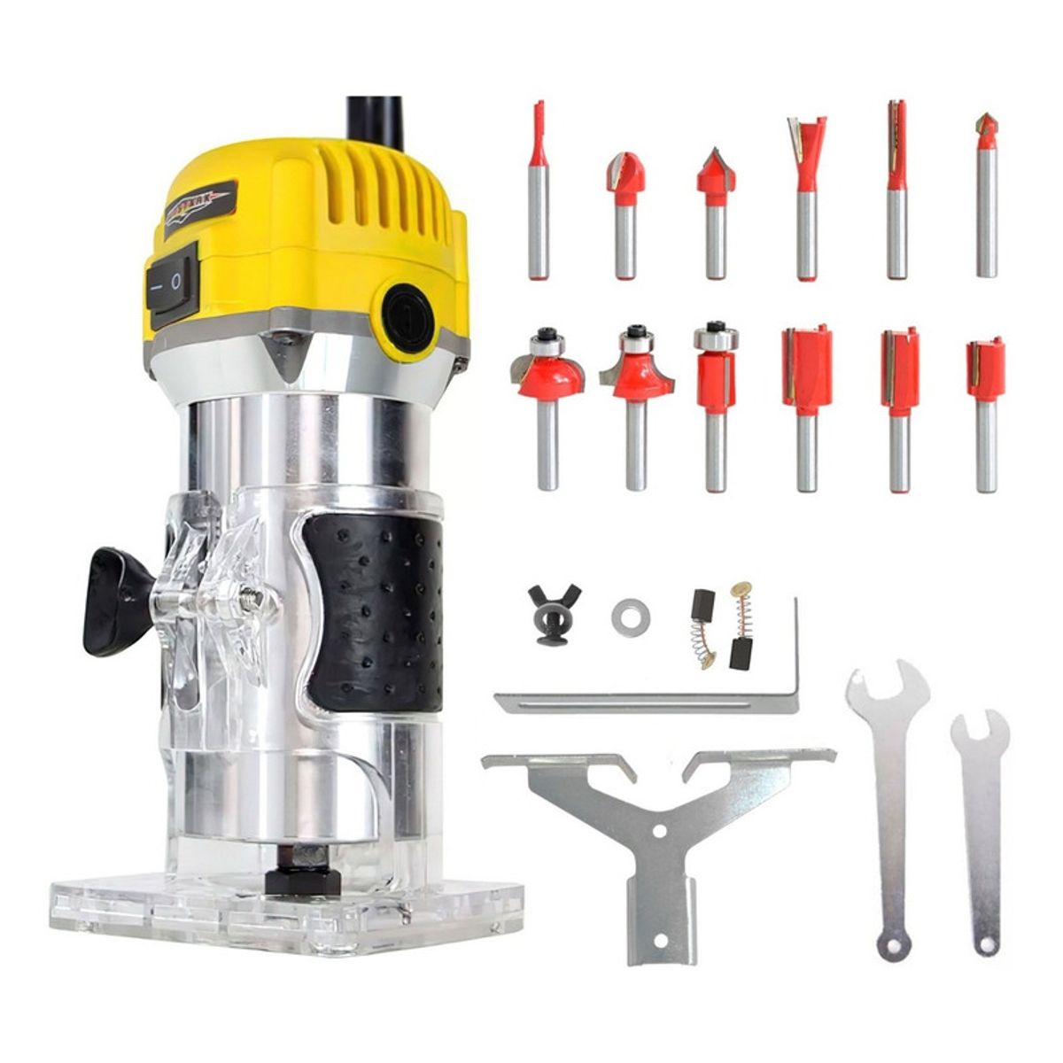 GUTSTARK - Fresadora Tupi Rebajadora De Mano Eléctrica + 12 Fresas 450 W