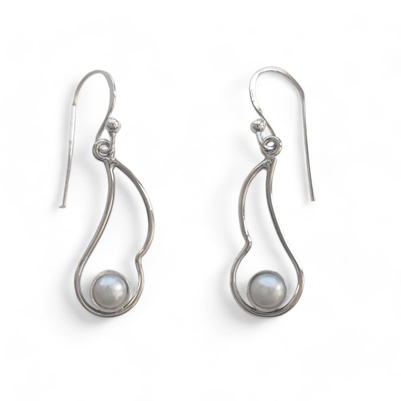 ANDREA COGGIOLA JOYAS - Aros Anjali Perla Plata Fina 925