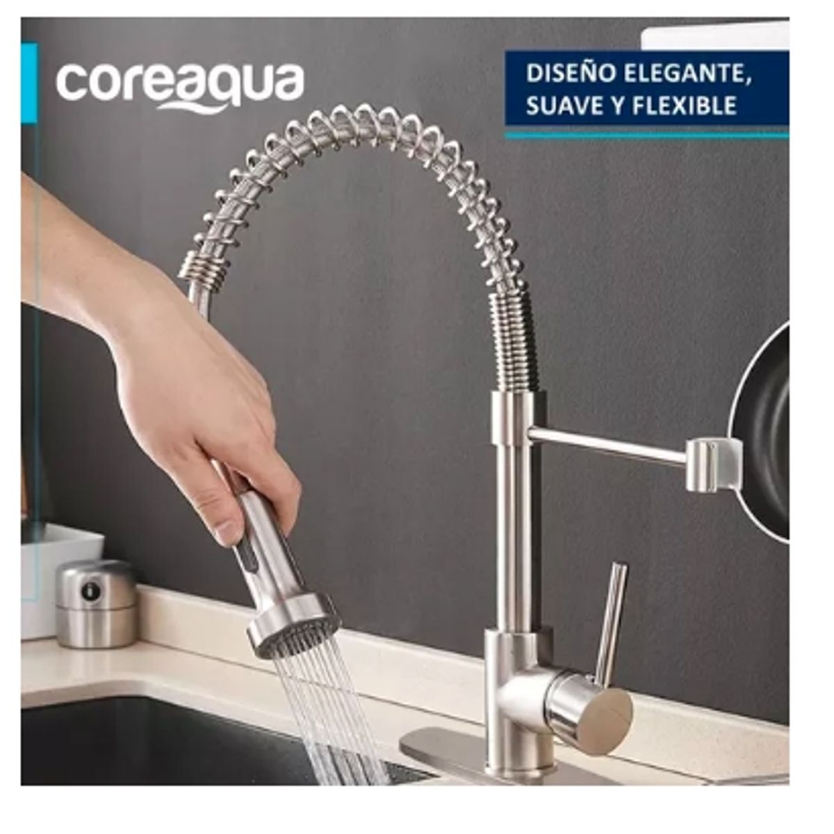 GENERICO - Llave Monomando Lavaplatos Flexible Griferia Cocina Coreaqua