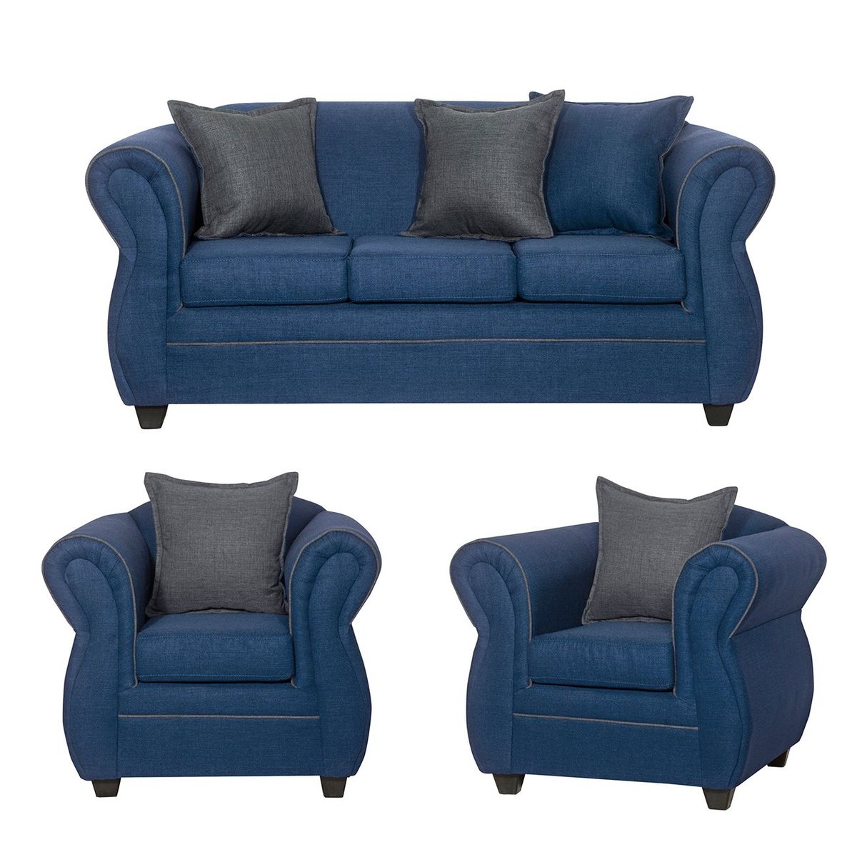 BLACK FACTORY - Juego de Living 3 1 1 Emili Azul